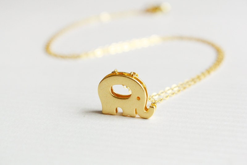 elephant necklace - delicate gold jewelry - gift for her under 20