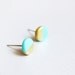 gold dipped mint green disc - geometric studs