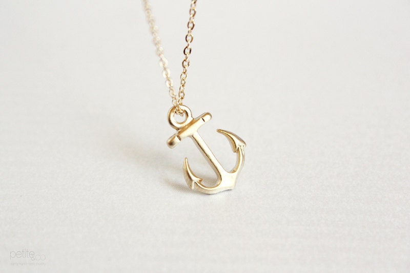dainty gold anchor necklace - nautical jewelry / gift for her under 20 usd