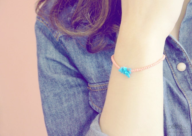 coral reef - turquoise and coral beaded friendship bracelet - summer jewelry