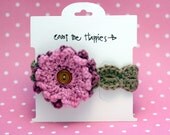Crochet Baby Headband in Taupe, Rose, and Raspberry
