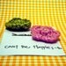 Two Crochet Flower Bobby Pins in Pink and Green