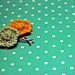 Two Crochet Flower Bobby Pins in Yellow and Aqua