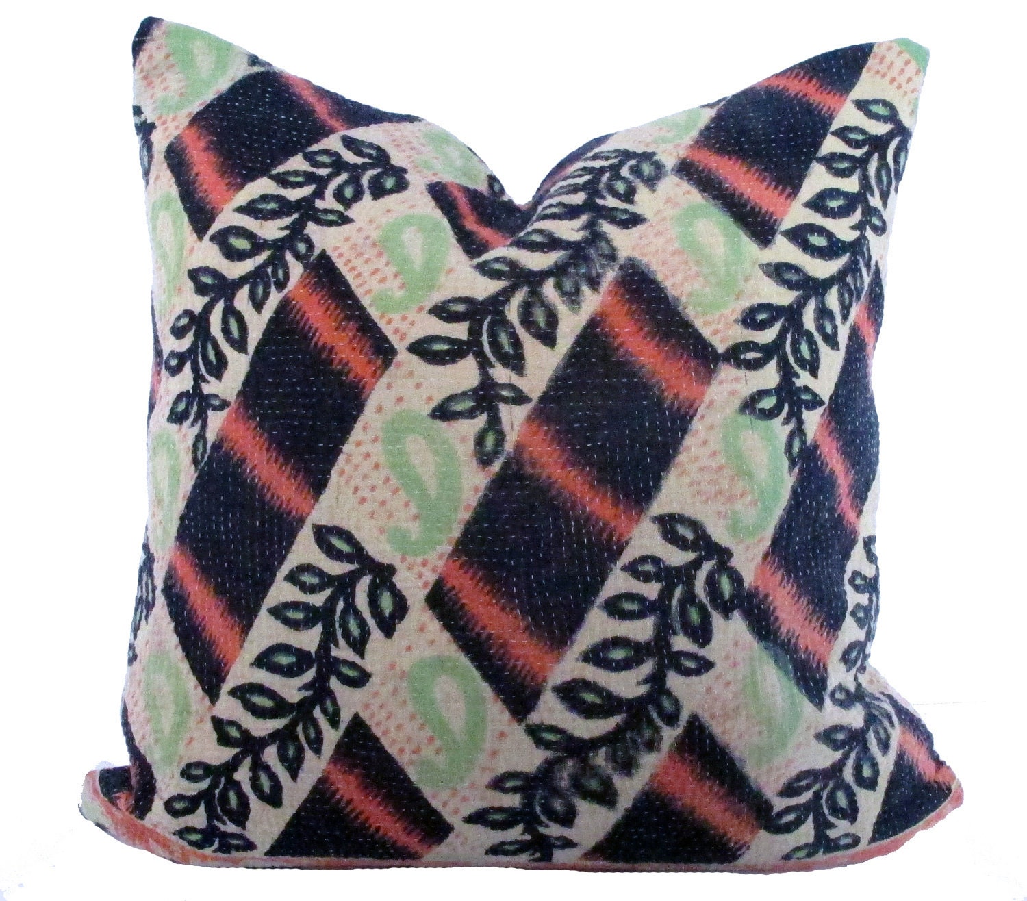 Vintage Kantha Quilt Pillow Cover - 18 x 18