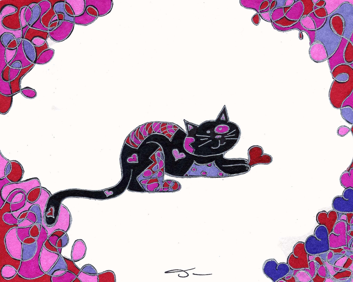 Kitty with Heart 8x10 print
