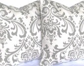 Grey Decorative Throw Pillow Covers TWO 20x20 traditions modern accents same fabric front / back FREE SHIP