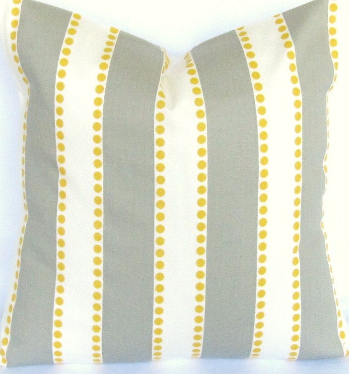 Grey Yellow Pillow Decorative throw Cover 24x24 inch lulu modern contemporary same fabric front and back FREE SHIP