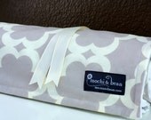 Baby Blanket, Tarika in Neutral by Dena Fishbein and Snow White Dot Minky