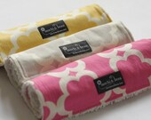 Baby Burp Cloths, Set of 3, Tarika and White Cotton Chenille