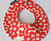 Baby Drool Bib, Waterproof and Reversible, Wall Flower in Cherry and Full Moon Polka Dot in Cherryby Amy Butler
