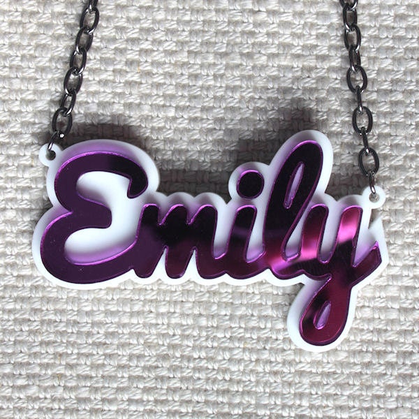 Personalised cursive name necklace - laser cut mirror acrylic - 3 fonts to choose from
