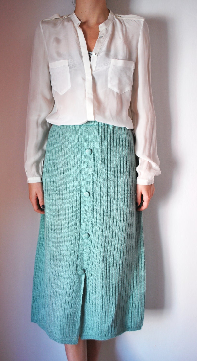 20% SALE Vintage mint pencil skirt women size small medium