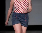 Vintage Inspired Pin-Up Sailor Outfit Size L-XL - One of a Kind, Handmade Nautical