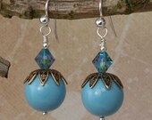 Vintage Style Swarovski Pearl and Crystal Drop Earrings