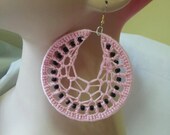 Pink Crochet Bead Earring Hoop