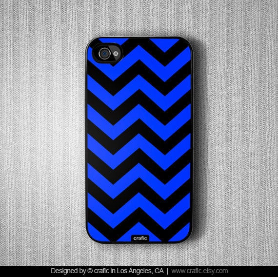 iPhone 4 case iPhone 4s case - Black & Blue Chevron iPhone Case