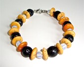 Lava rock bracelet, bone, lava rock and oplite beaded bracelet - summer bracelet by Sparkle City Jewelry