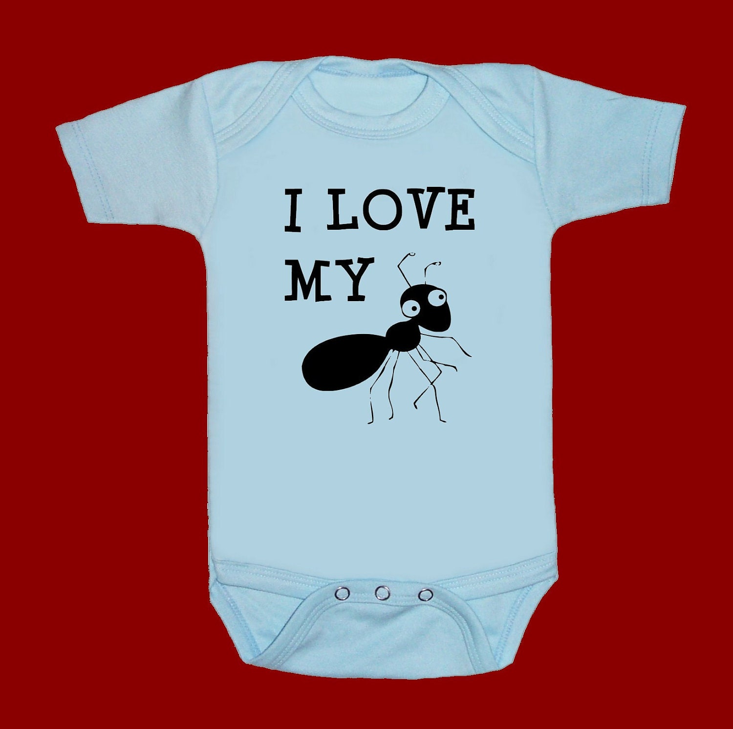 I LOVE my AUNT ANT Blue funny screenprint baby onesie bodysuit creeper one piece shower gift