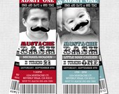 MUSTACHE TICKET INVITATIONS Birthday Little Man Bash Party - (print your own) Personalized