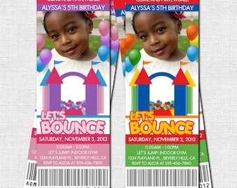 BOUNCE HOUSE TICKET Invitations Birthday Party - (print your own) Personalized Printable
