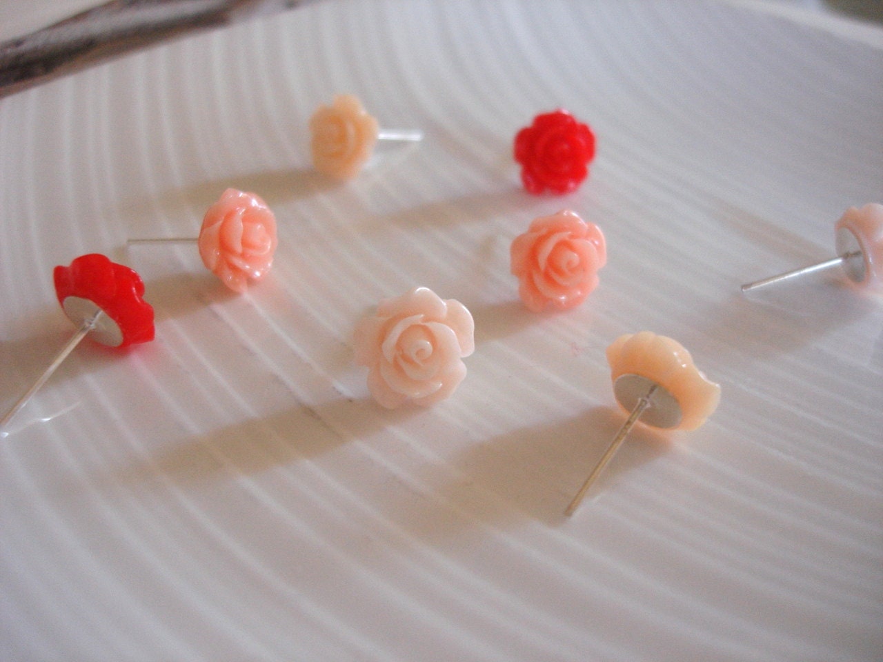 Two Pairs - Belle's Little Candy Rose Shoppe - You Choose - Resin Earrings, Tiny Roses, Rose Earrings - For bridesmaids, Gift idea