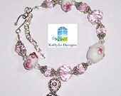 NEW Artisan Handcrafted Custom Breast Cancer Awareness Crystal Bracelet Pink