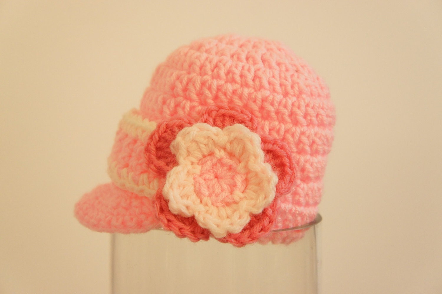 Newsboy hat, Flower hat, Crochet newsboy hat, Crochet Baby Hat, Baby Hat, photo prop