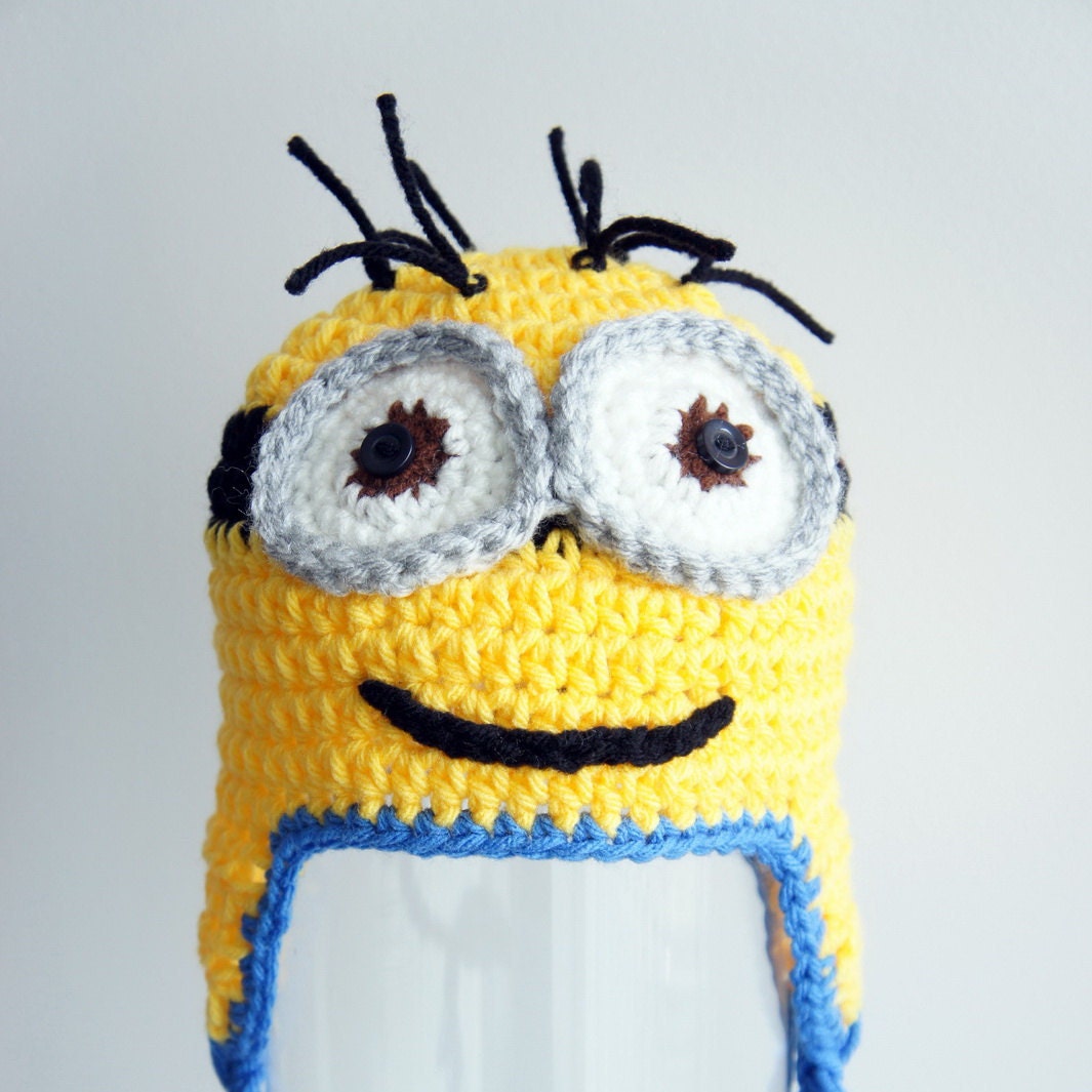 Minion Hat, Despicable Me, Crochet Minion Hat, Crochet Baby Hat, Baby Hat, Animal Hat, Yellow, photo prop, Inspired by Despicable Me