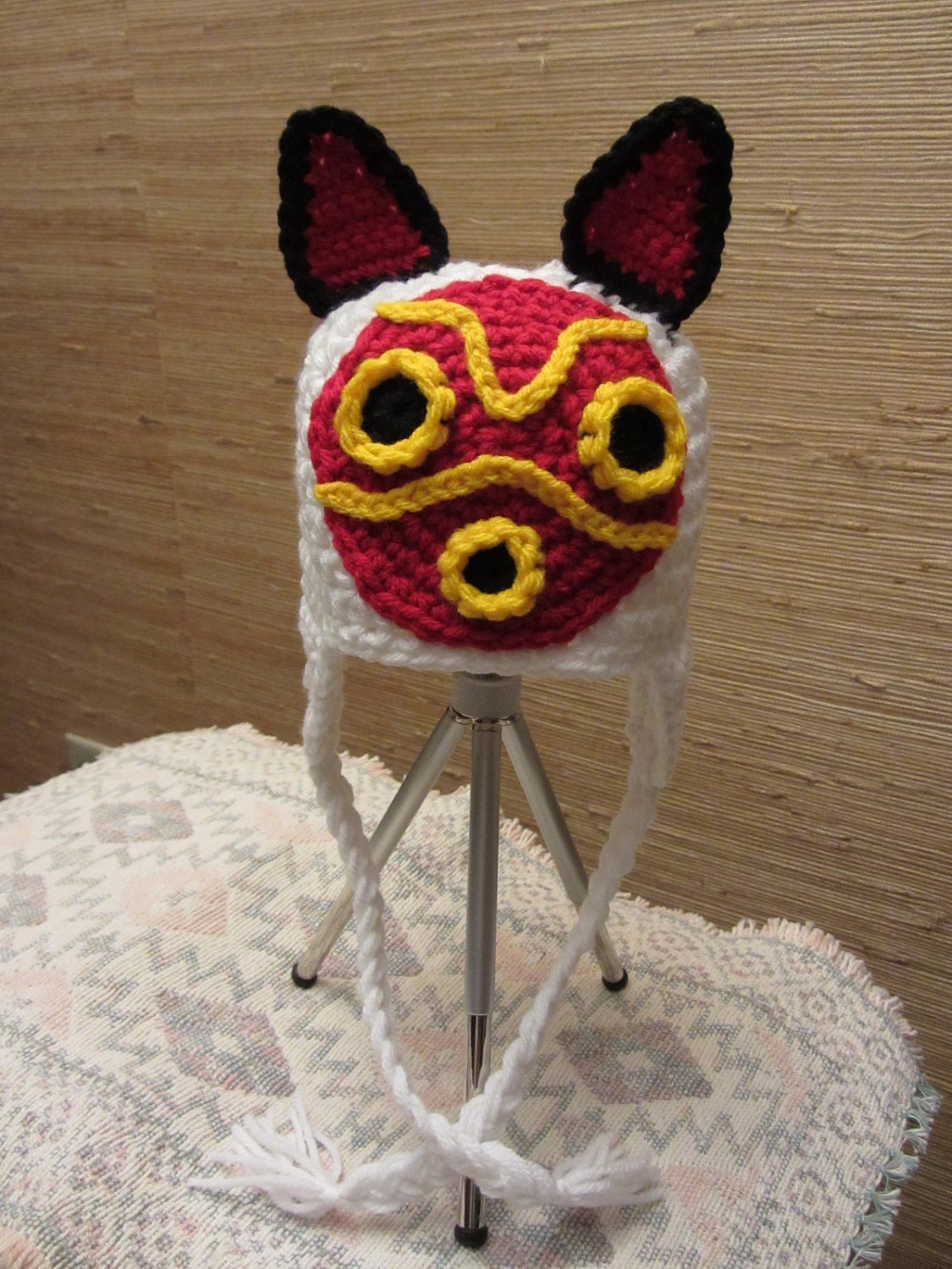 Mononoke Hime Hat, Crochet Baby Hat, Princess Baby Hat, photo prop, Inspired by Princess Mononoke