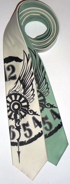 Steampunk Clockworks Geard Winged Mens Necktie Awesome Birthday Anniversary Christmas Gift for Under 40 Dollars