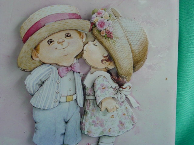 HIS FIRST KISS 3D Tole Art Tile - 4 x 4 Inches