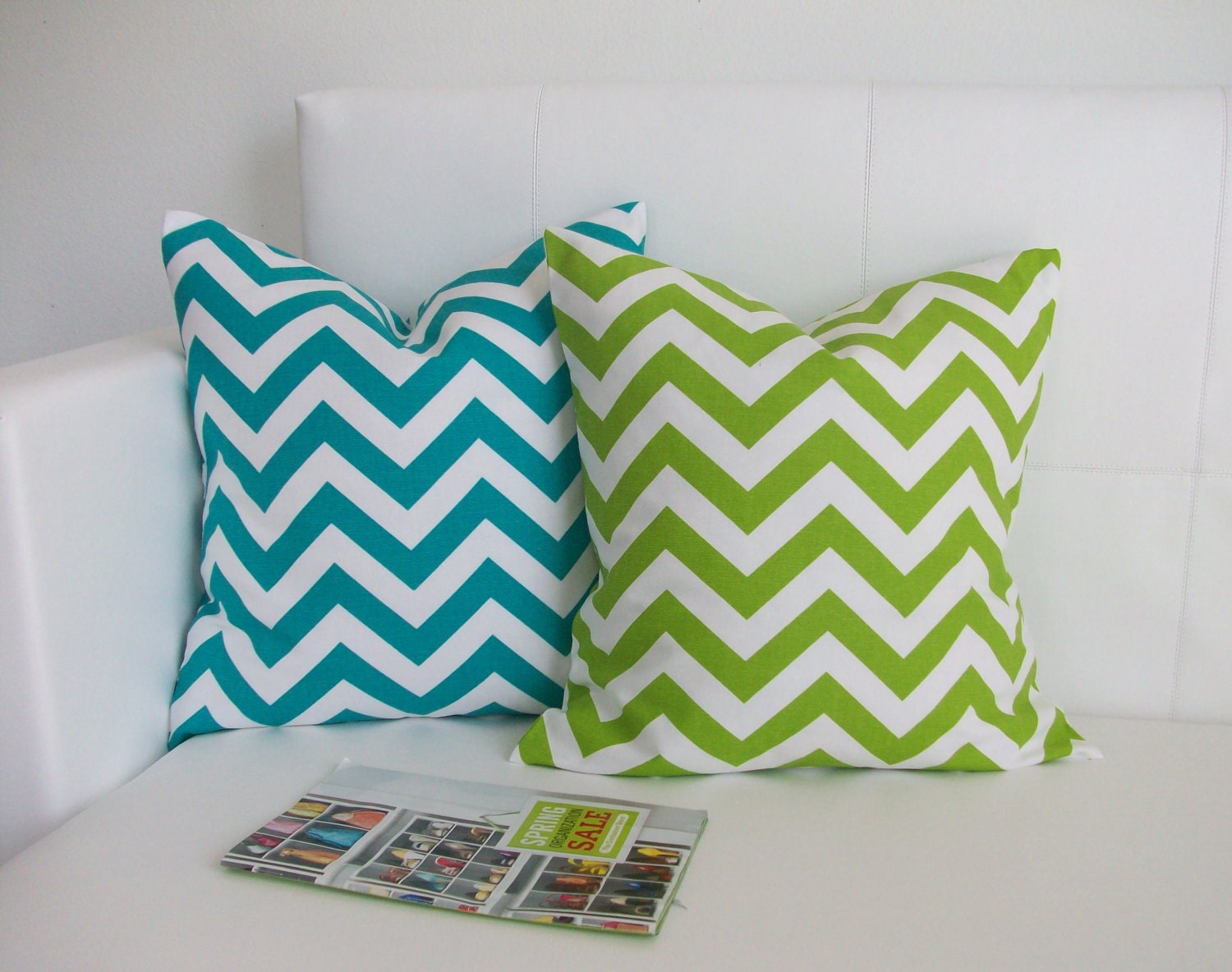 Green and Turquoise Pillow Covers - 16x16 - Set of 2 Decorative Throw Pillow Covers