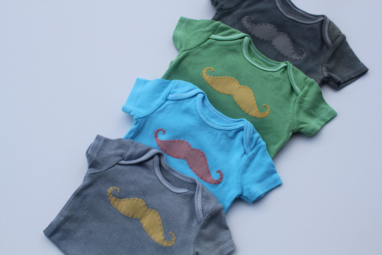 Pick TWO Baby Boy Onesie-Mustache Hand Dyed-oh sweet little man