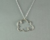 Rain Cloud Necklace, 925 Sterling Silver, Modern, Simple, Delicate, Everyday Wear Necklace