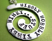Timey Wimey Spiral Necklace - Hand Stamped Doctor Who Jewelry, Wibbly Wobbly Timey Wimey...Stuff