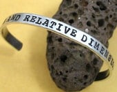 TARDIS Hand Stamped Doctor Who Bracelet - Time and Relative Dimension in Space - Adjustable,  Cuff