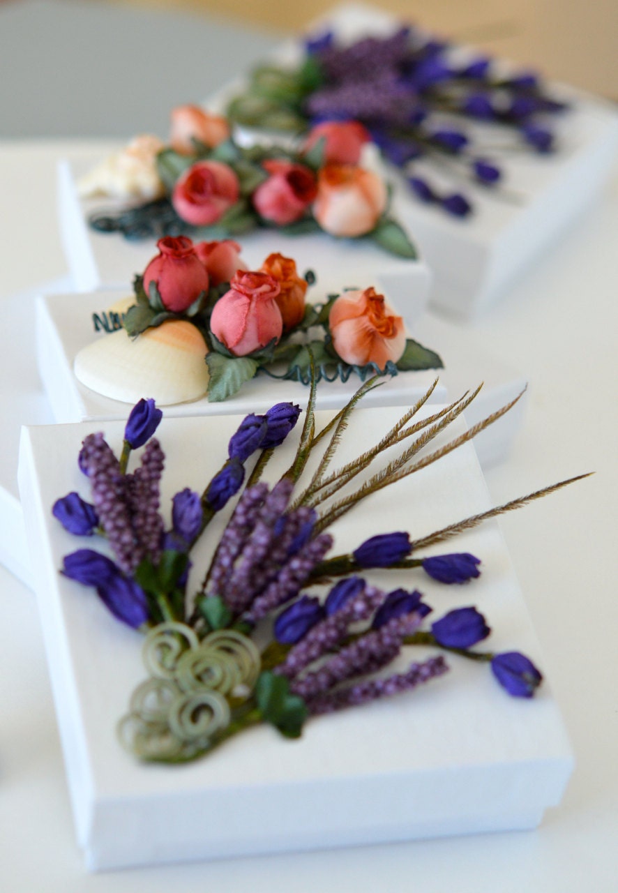 Peacock Feather Lavender Jewelry Gift Box Wedding