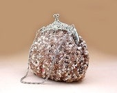 Sparkly Peach Wedding Purse Evening Clutch