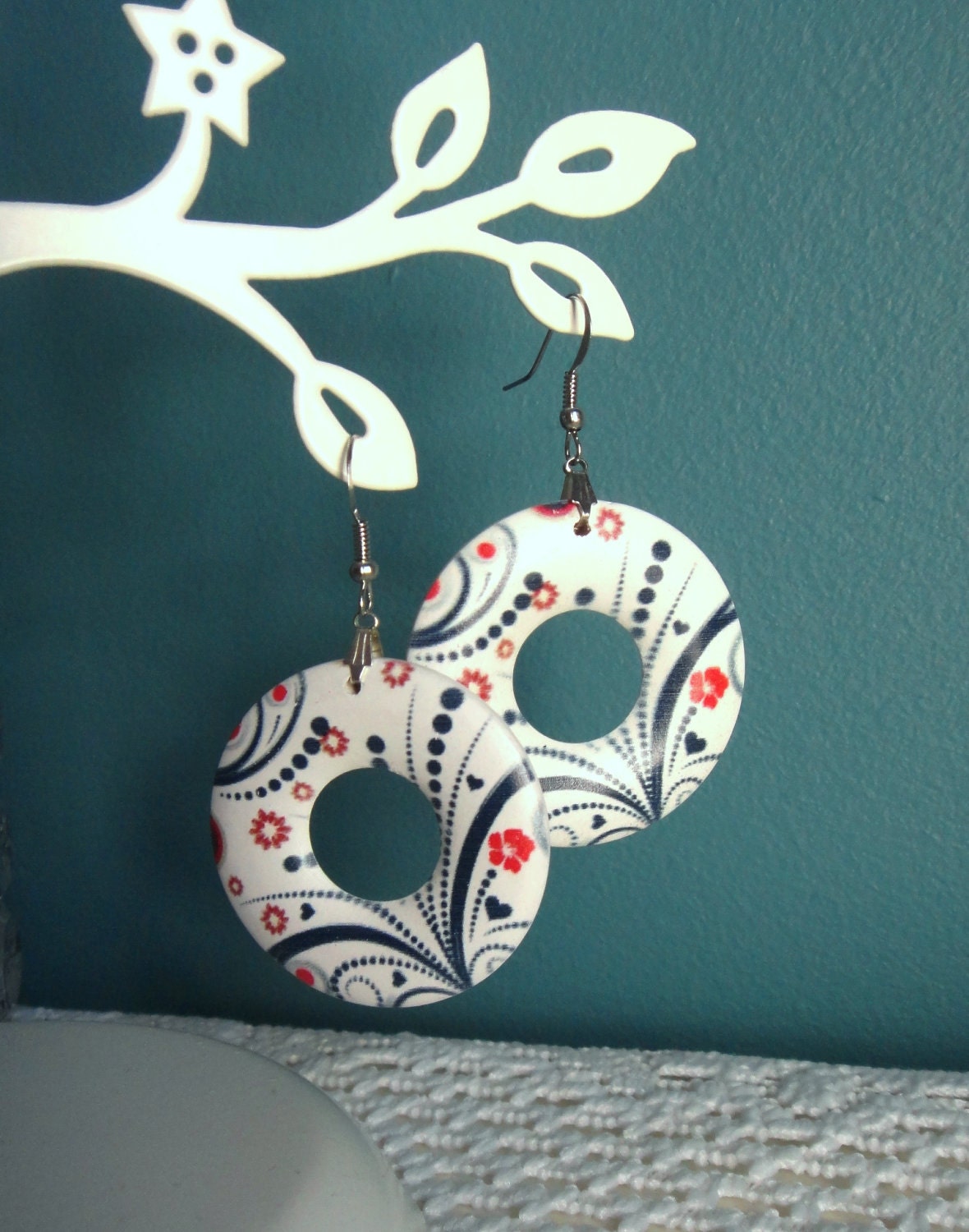 Oh Wood you...round wooden folk-art earrings