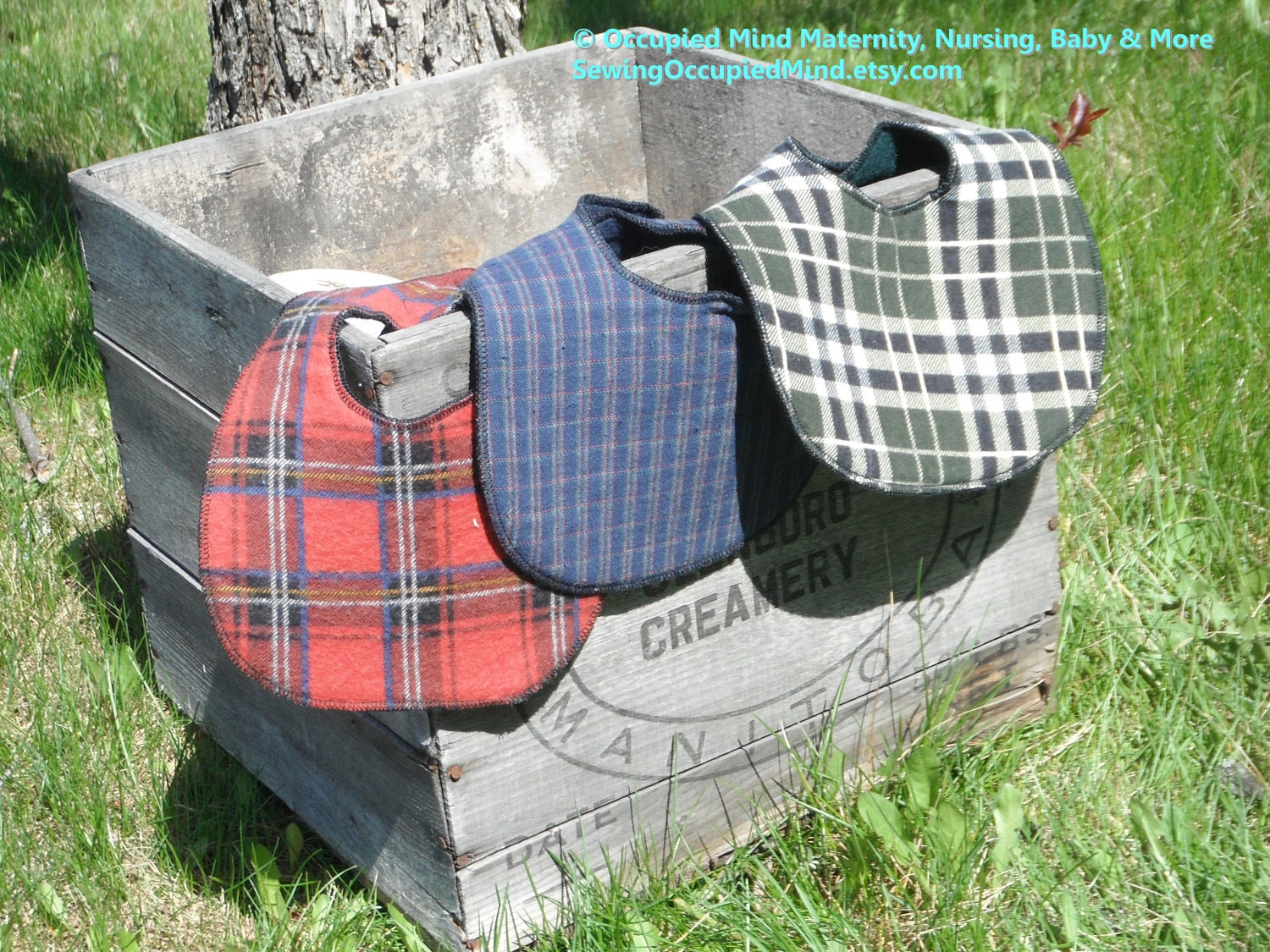 Clearance - Baby Boy Bibs - Plaid prints - Size 0-6 months - Set of 3 - Great baby shower gift - Ready to ship