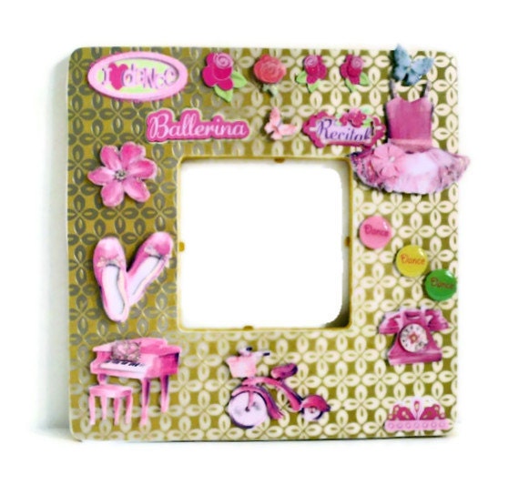 Ballerina Picture Frame - Collage Photo Frame - Painted Wood Frames (Pink Tutu / Girly Girl / Recital) 3.5 x 3.5 Photo Insert