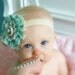 Baby Headband, Flower Headband, Baby Girl Headband, Sea Foam Green and Ivory Shabby Chic Headband