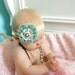 Baby Headband, Flower Headband, Baby Girl Headband, Sea Foam Green and Ivory Shabby Chic Headband
