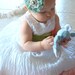 Baby Headband, Flower Headband, Baby Girl Headband, Sea Foam Green and Ivory Shabby Chic Headband
