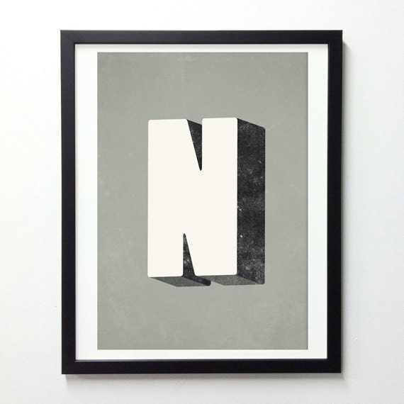 The Alphabet lettering poster, Retro-Style typographic wall decor A3