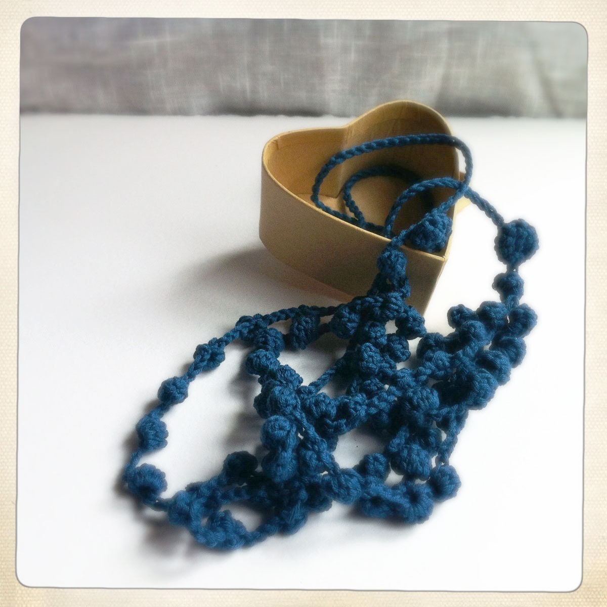 Navy blue crochet pearls necklace 3 strands - Ready to ship - Spring Trend