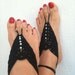 Gothic black   Barefoot Sandals, Nude shoes, Foot jewelry, Wedding, Victorian Lace, Sexy, Lolita, sandales aux pieds nus