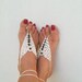 White Barefoot Sandals with dice bead, Nude shoes, Foot jewelry, Wedding, Victorian Lace, Sexy, Lolita, Yoga, Anklet,gypsy sandals