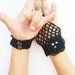 gothic Black Hand-crochet Bracelet with organza ribbon ,boho, lolita,wristband,wriststrap