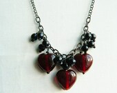 Deep Red Hearts Necklace